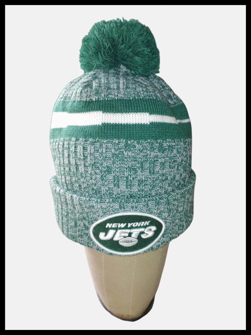 NY Jets NFL New Era Knit Beanie in Green & White